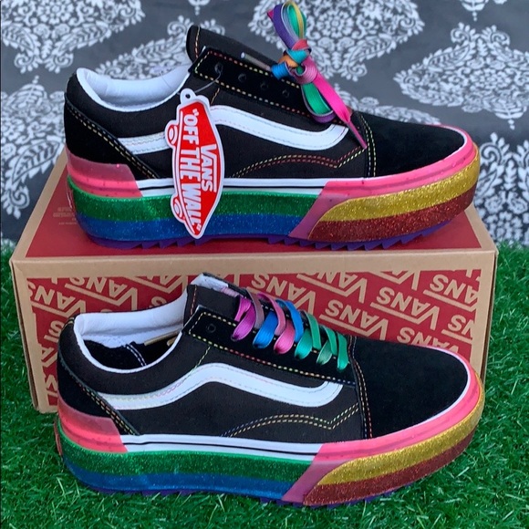 VANS OLD SKOOL STACKED GLITTER BLACK/RAINBOW WMNS - Picture 8 of 16
